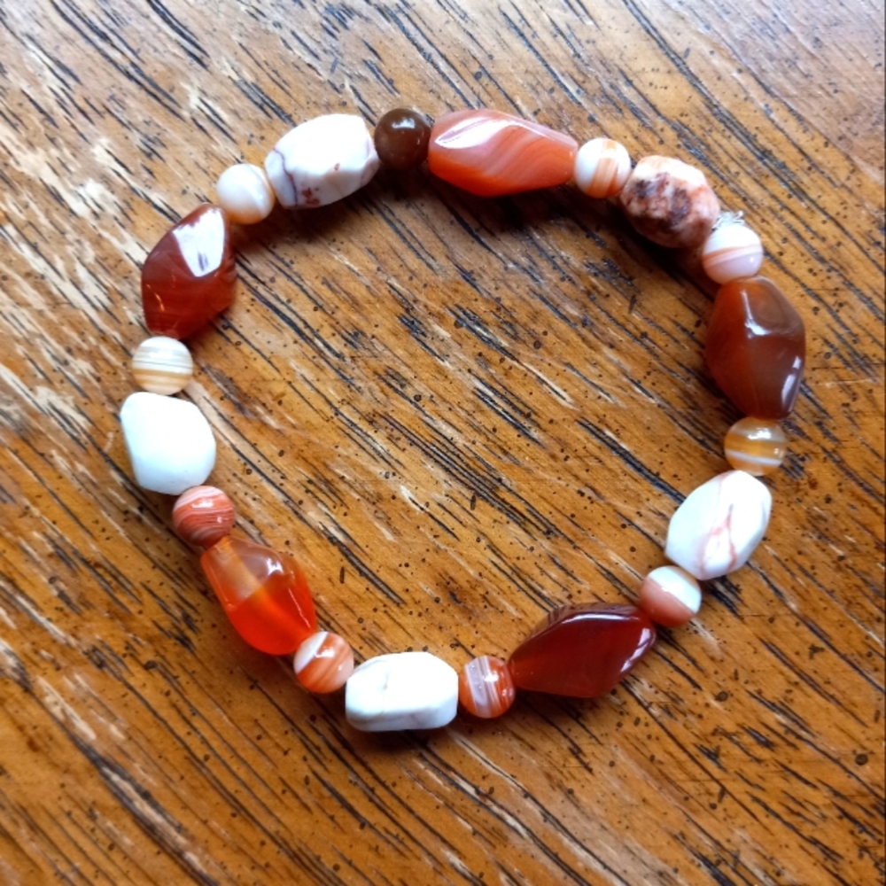 🍀Handmade Carnelian Crystal Beaded Kandai Bracelet!!!!